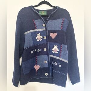 GIESSWEIN  Vintage Knit Cardigan size 8 women’s wool navy office work